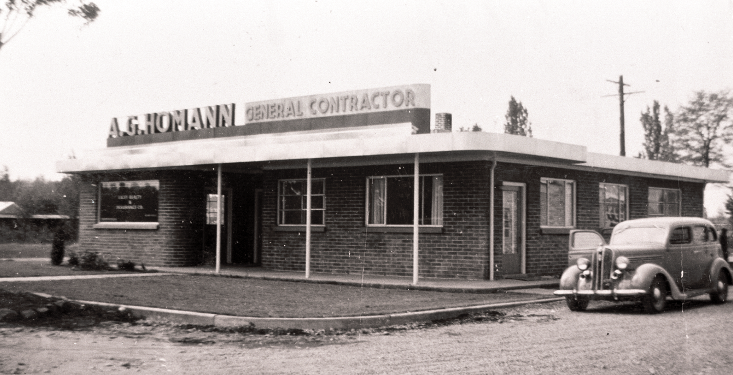 A.G. Homann, General Contractor<br /> <p style="font-size: 8px"> Thurston County Government, Assessor, Real Property Assessment Cards and Photographs, 1936-1997, Washington State Archives, Olympia, WA </p>